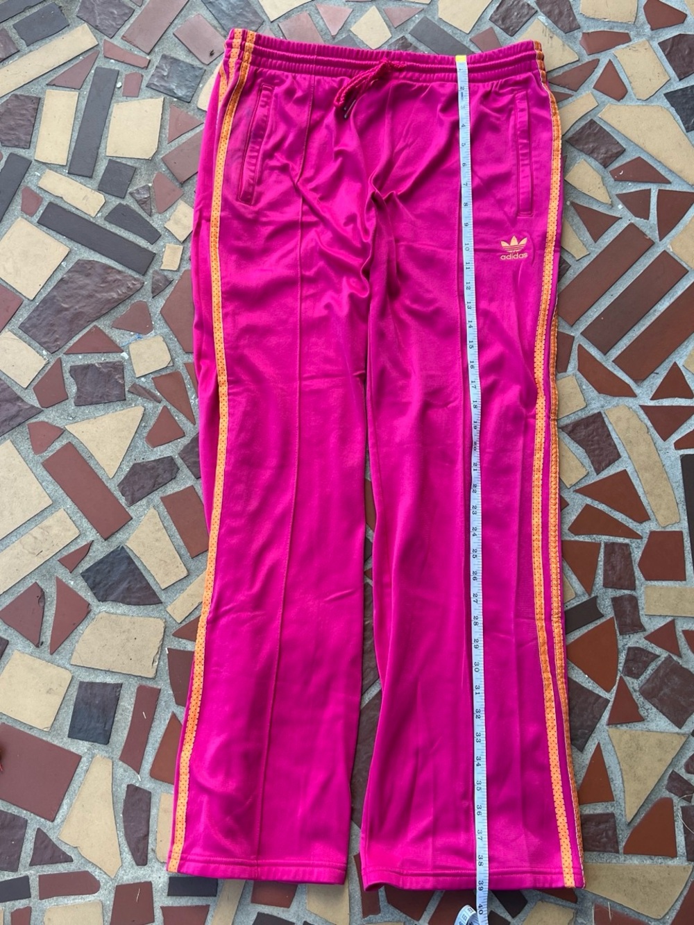 adidas y2k Women's Pink Track Jacket & Jogger Set with orange Stripes size large - Picture 9 of 15